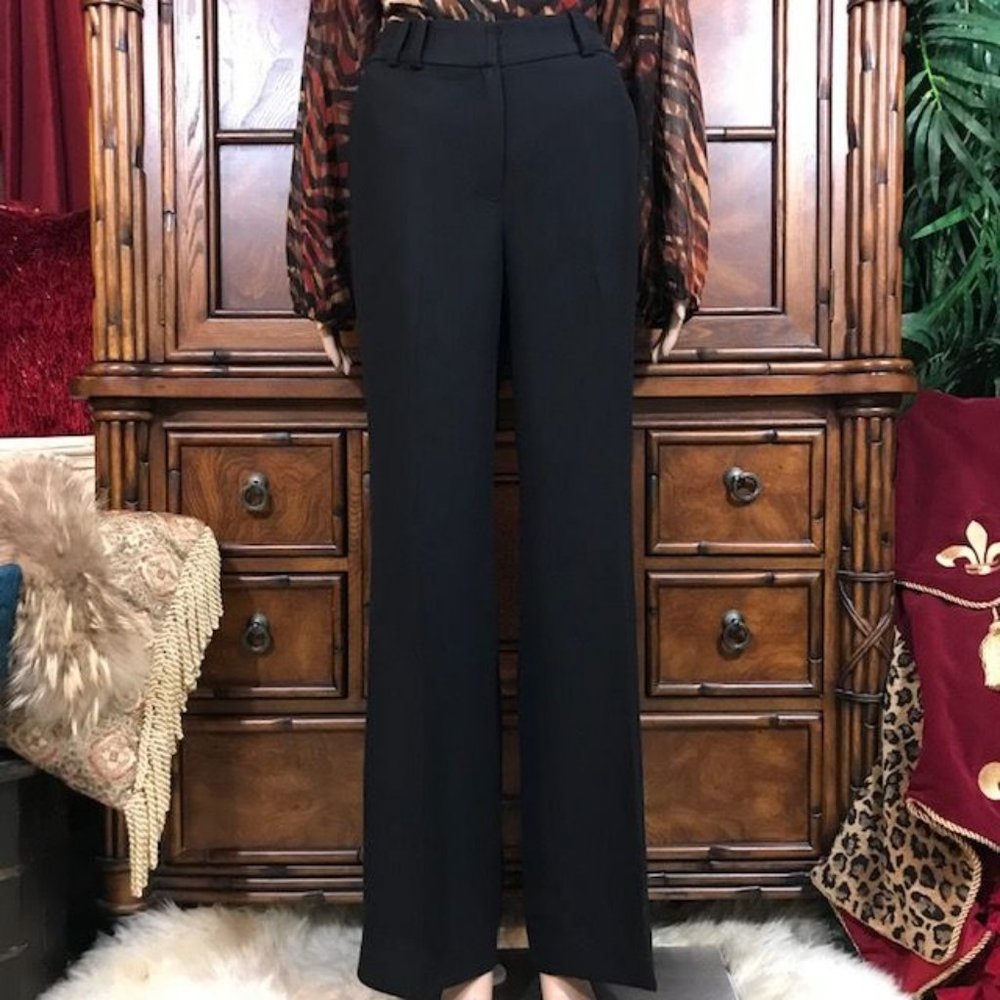 Anne Klein Champagne Francais Black Crepe Twin Loop Trouser